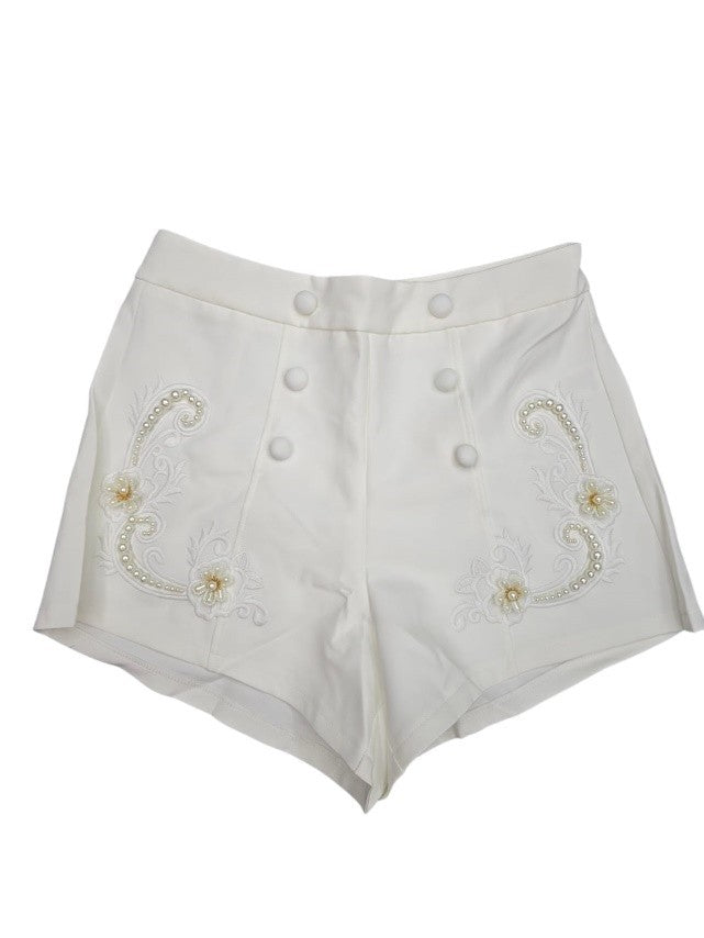 Witte short met kralen details