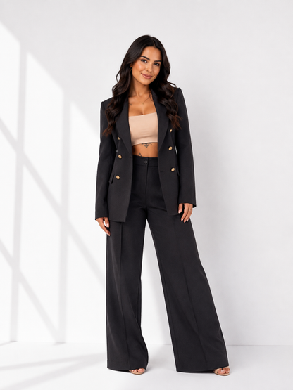 Blazer met gouden details – Zwart, Blauw & Wit