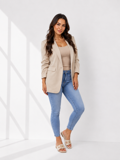 L.O.V.E Blazer – Beige, Roze & Groen