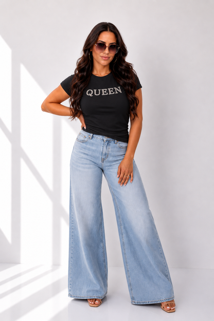 Queen T-shirt met Kralen Detail