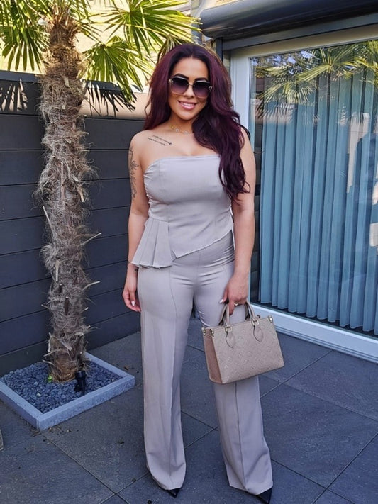 Strapless Set in Taupe & Grijs