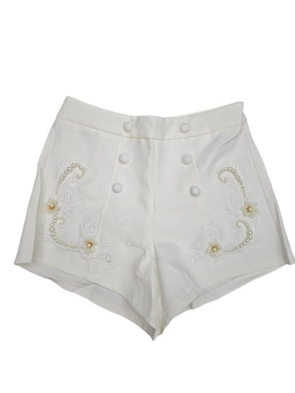 Witte short met kralen details