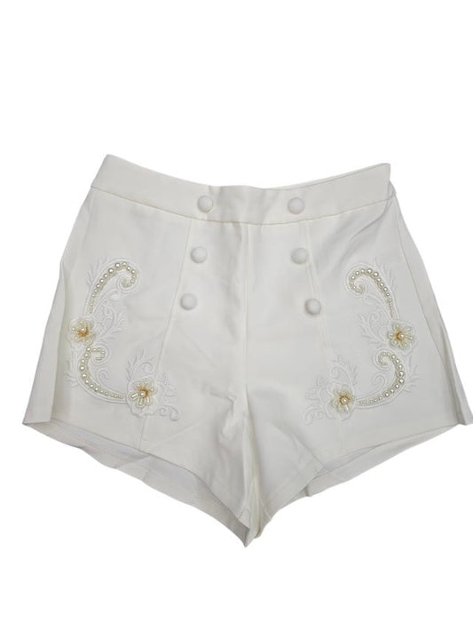 Witte short met kralen details